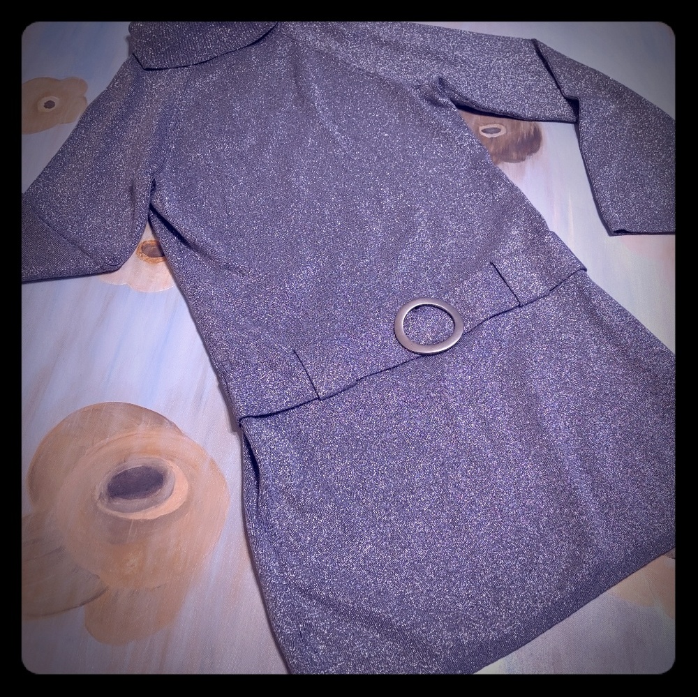 Sparkling Metallic Silver Mini Dress